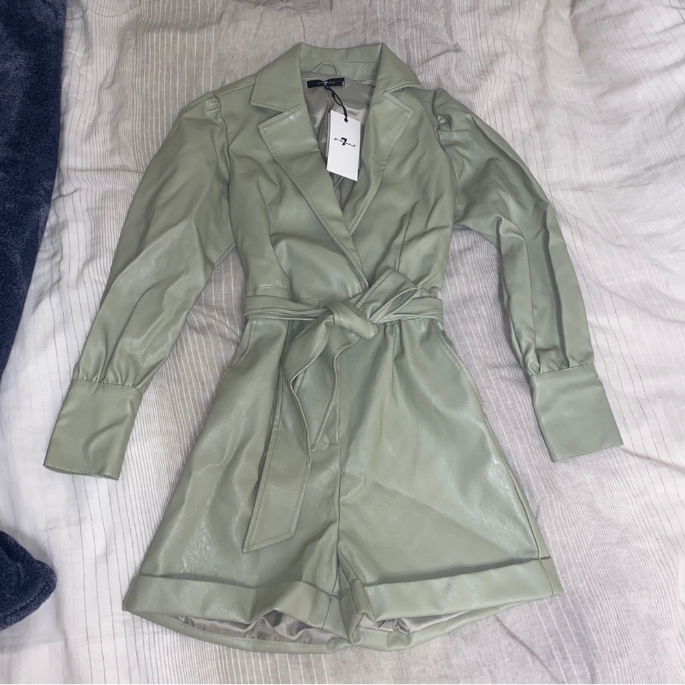 NWT 7 For All Mankind Faux Leather Romper